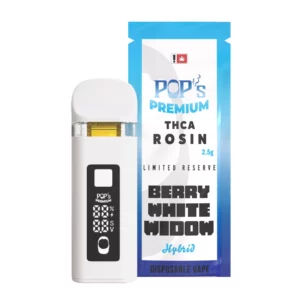 Pop’s Berry White Widow (Hybrid) 2.5g THCA Rosin Disposable Vape