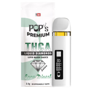 Pop’s Premium Sour Diesel (Sativa) 2.5g THCa Liquid Diamond Disposable Vape